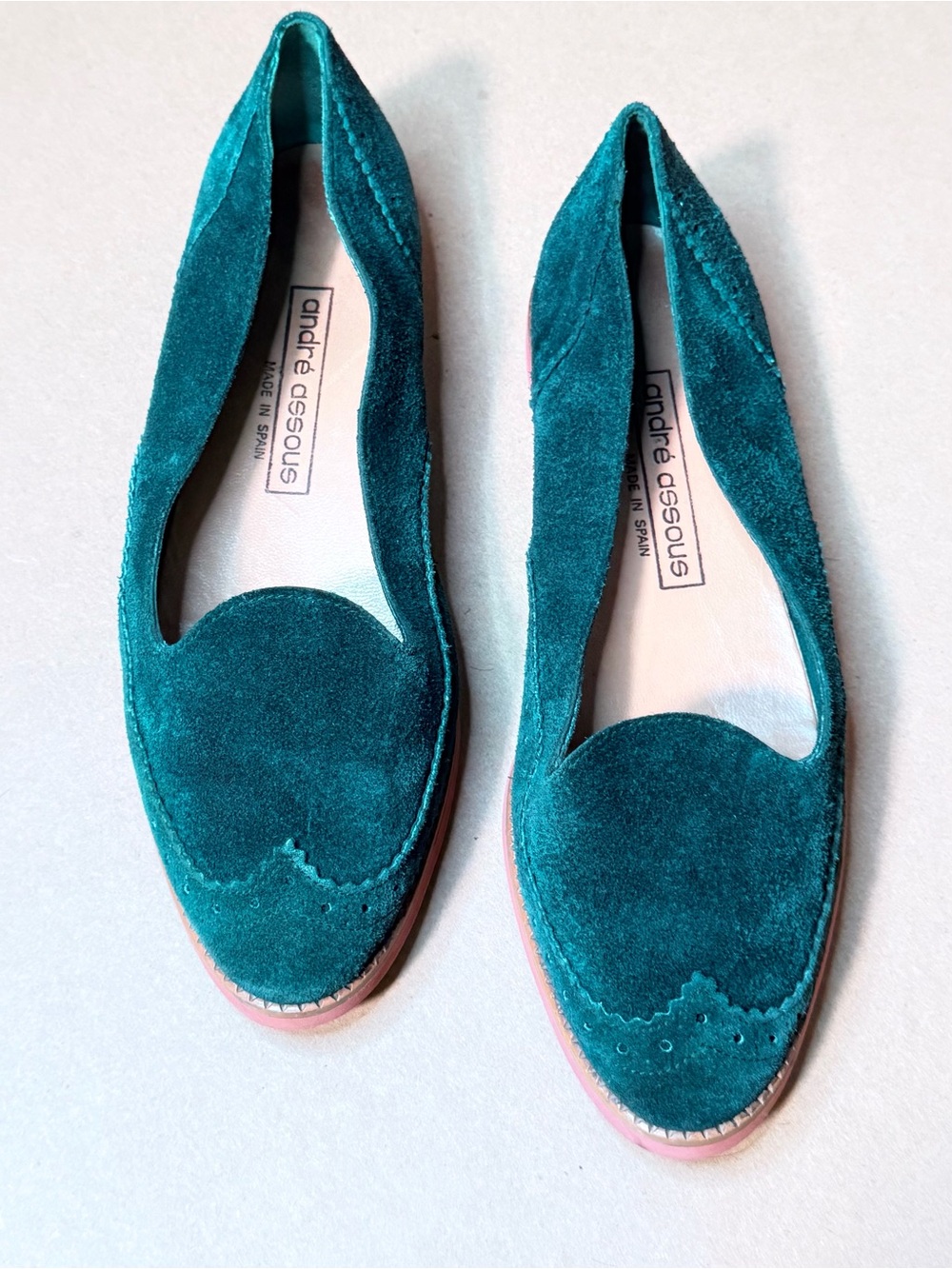 andre assous Hunter Green suede Oxford flats shoes sz 7 EUC designer - Picture 2 of 6